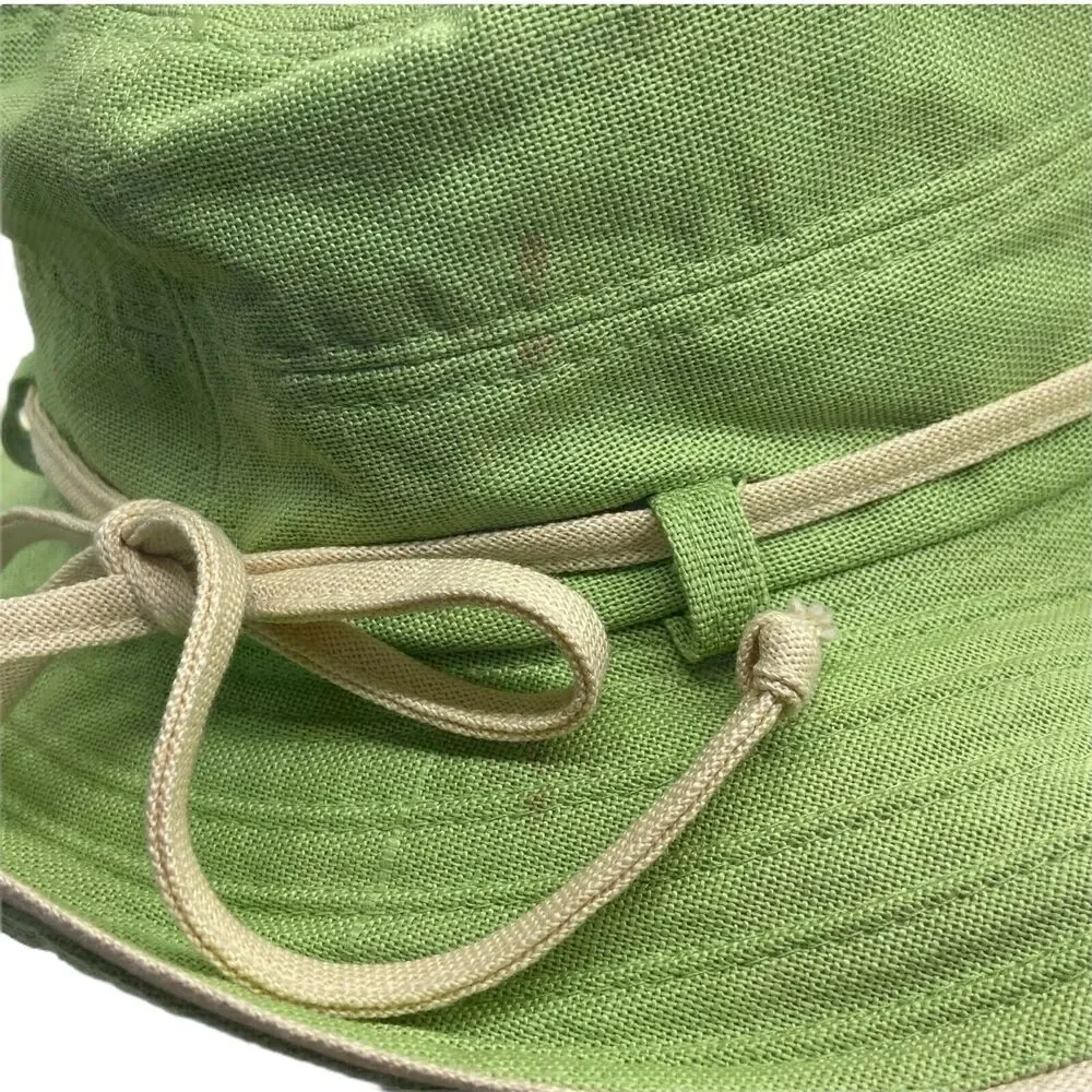 The Scala Collection Sun Hat Women's Green Cream Canvas Comfort Fitted One Size